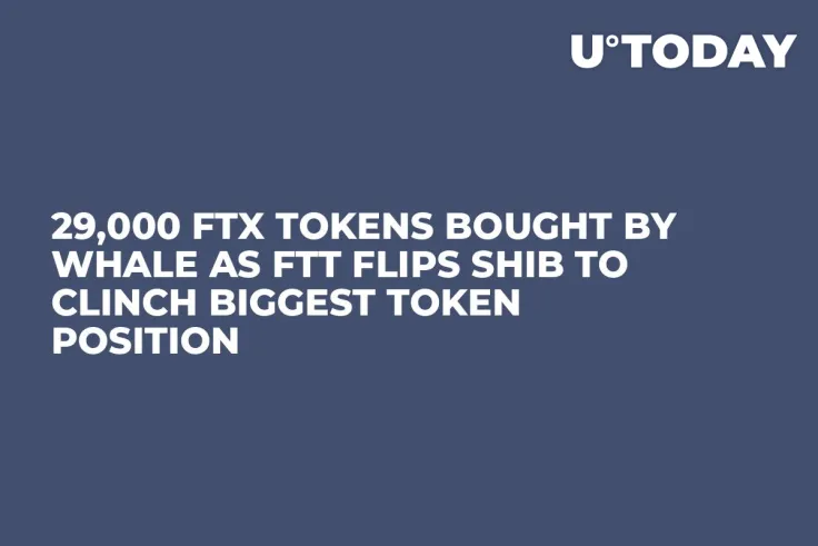 29,000 FTX Tokens Bought by Whale as FTT Flips SHIB to Clinch Biggest Token Position