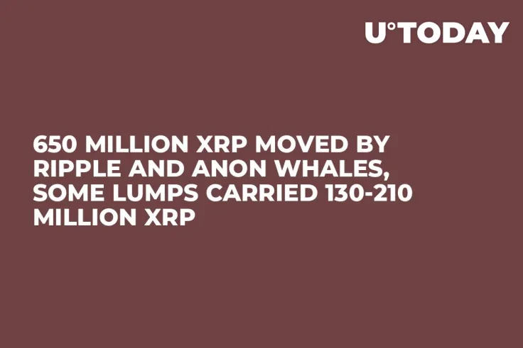 650 Million XRP Moved by Ripple and Anon Whales, Some Lumps Carried 130-210 Million XRP