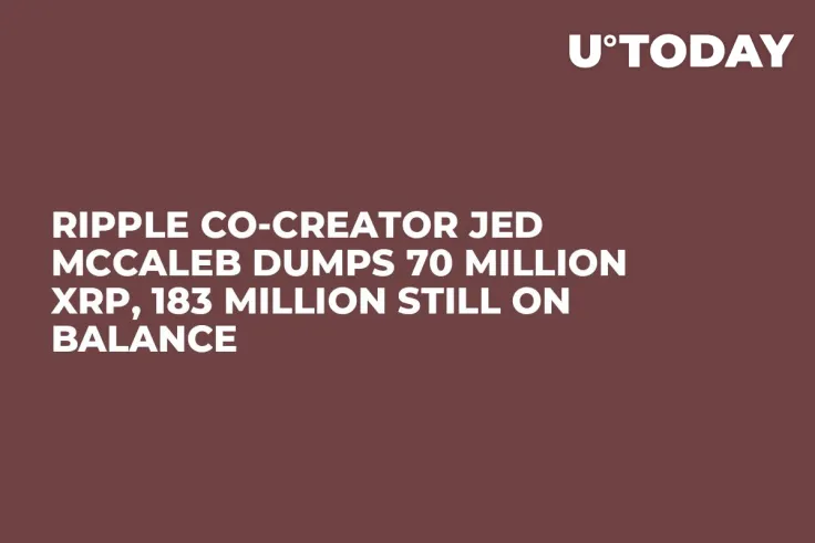 Ripple Co-Creator Jed McCaleb Dumps 70 Million XRP, 183 Million Still on Balance