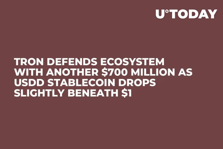 Tron Defends Ecosystem with Another $700 Million as USDD Stablecoin Drops Slightly Beneath $1