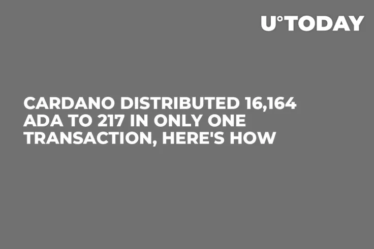 Cardano Distributed 16,164 ADA to 217 in Only One Transaction, Here's How