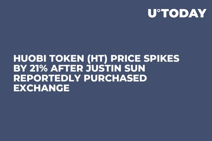 Huobi Token (HT) Price Spikes by 21% After Justin Sun Reportedly Purchased Exchange