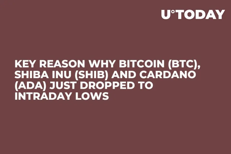 Key Reason Why Bitcoin (BTC), Shiba Inu (SHIB) and Cardano (ADA) Just Dropped to Intraday Lows