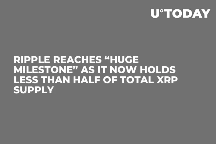 Ripple Reaches “Huge Milestone” as It Now Holds Less Than Half of Total XRP Supply