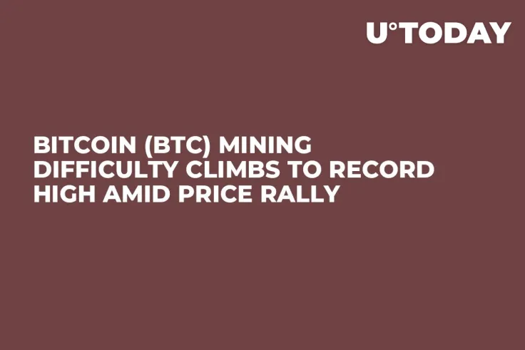 Bitcoin (BTC) Mining Difficulty Climbs to Record High Amid Price Rally