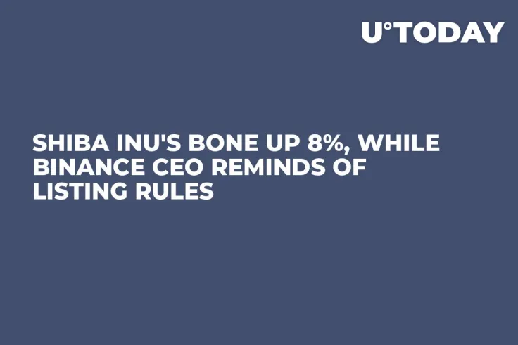 Shiba Inu's BONE up 8%, While Binance CEO Reminds of Listing Rules