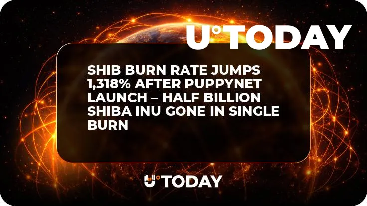 SHIB Burn Rate Jumps 1,318% After PuppyNet Launch – Half Billion Shiba Inu Gone in Single Burn