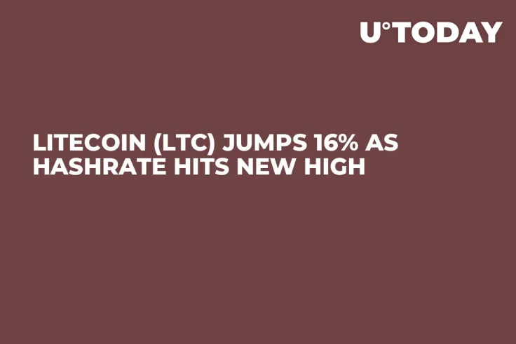 Litecoin (LTC) Jumps 16% as Hashrate Hits New High