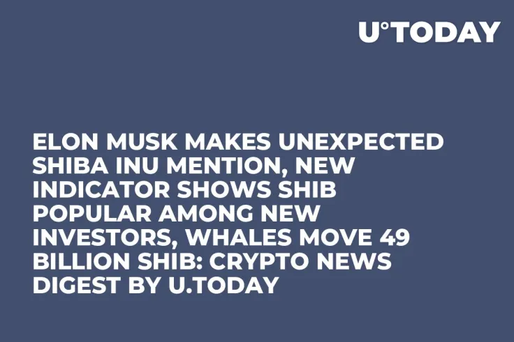Elon Musk Makes Unexpected Shiba Inu Mention, New Indicator Shows SHIB Popular Among New Investors, Whales Move 49 Billion SHIB: Crypto News Digest by U.Today