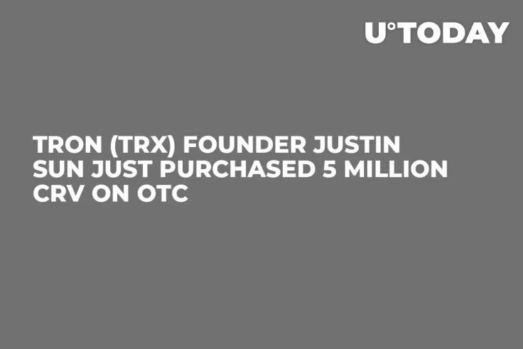 Tron (TRX) Founder Justin Sun Just Purchased 5 Million CRV on OTC