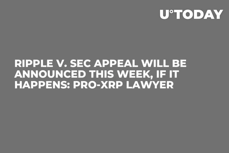 Ripple v. SEC Appeal Will Be Announced This Week, If It Happens: Pro-XRP Lawyer