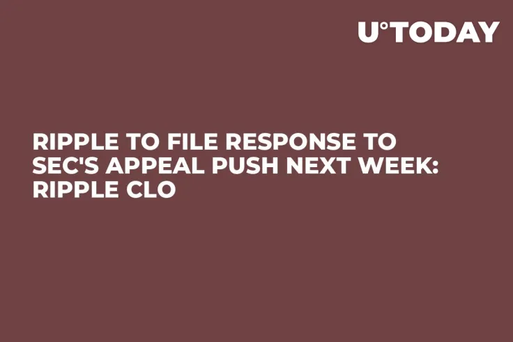 Ripple to File Response to SEC's Appeal Push Next Week: Ripple CLO
