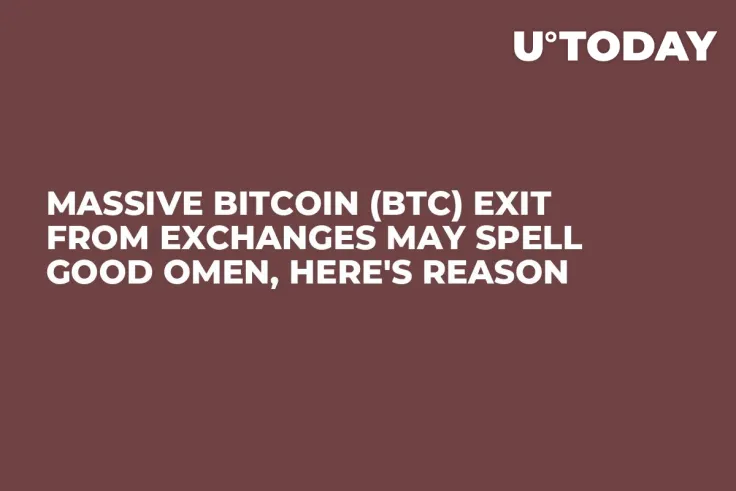 Massive Bitcoin (BTC) Exit From Exchanges May Spell Good Omen, Here's Reason