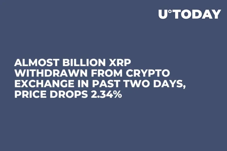 Almost Billion XRP Withdrawn from Crypto Exchange in Past Two Days, Price Drops 2.34%