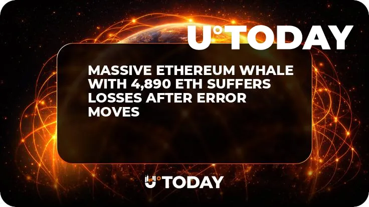 Massive Ethereum Whale With 4,890 ETH Suffers Losses After Error Moves