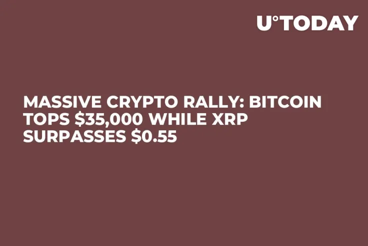 Massive Crypto Rally: Bitcoin Tops $35,000 While XRP Surpasses $0.55