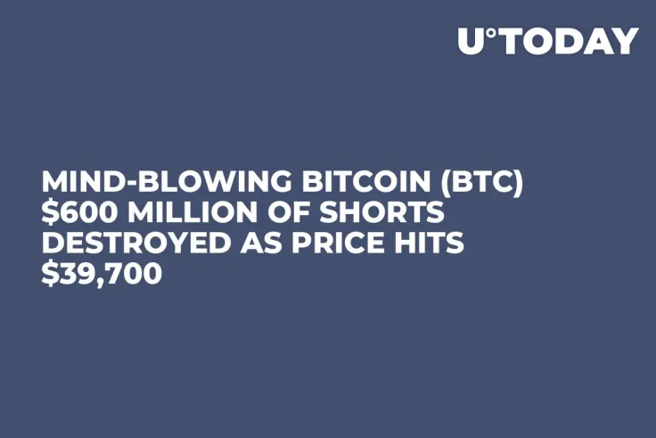 Mind-Blowing Bitcoin (BTC) $600 Million of Shorts Destroyed as Price Hits $39,700