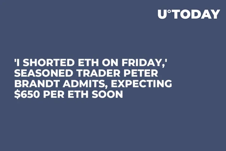 'I Shorted ETH on Friday,' Seasoned Trader Peter Brandt Admits, Expecting $650 per ETH Soon