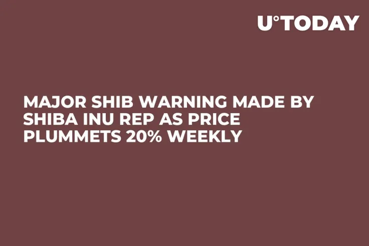 Major SHIB Warning Made by Shiba Inu Rep as Price Plummets 20% Weekly