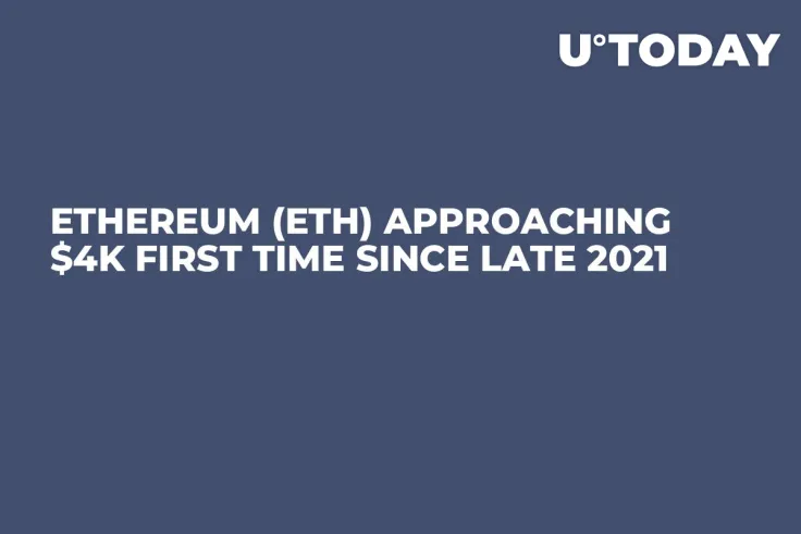 Ethereum (ETH) Approaching $4K First Time Since Late 2021 