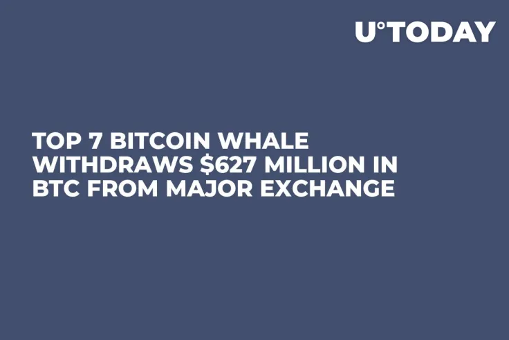 Top 7 Bitcoin Whale Withdraws $627 Million in BTC From Major Exchange