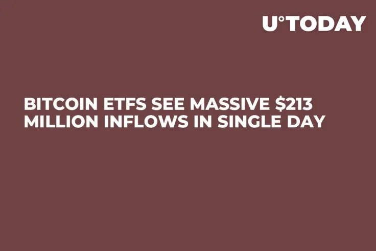 Bitcoin ETFs See Massive $213 Million Inflows in Single Day