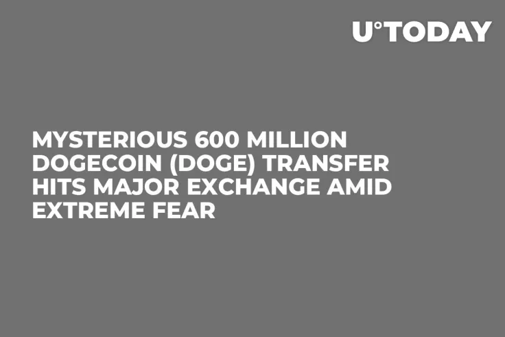 Mysterious 600 Million Dogecoin (DOGE) Transfer Hits Major Exchange Amid Extreme Fear