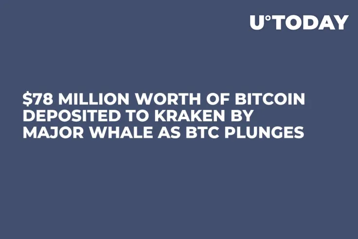 $78 Million Worth of Bitcoin Deposited to Kraken by Major Whale as BTC Plunges