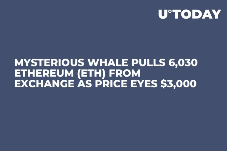 Mysterious Whale Pulls 6,030 Ethereum (ETH) From Exchange as Price Eyes $3,000
