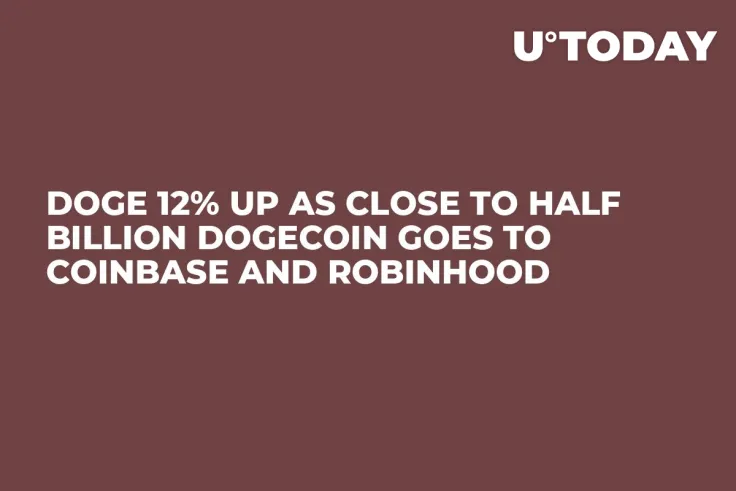 DOGE 12% Up as Close to Half Billion Dogecoin Goes to Coinbase and Robinhood 