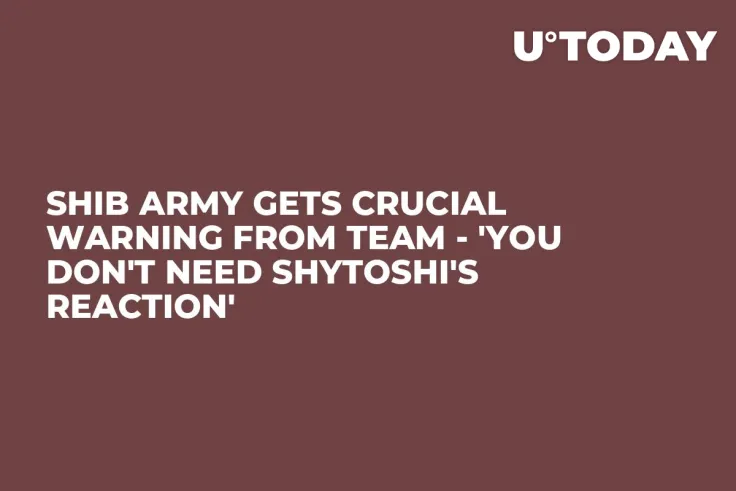 SHIB Army Gets Crucial Warning From Team - 'You Don't Need Shytoshi's Reaction'