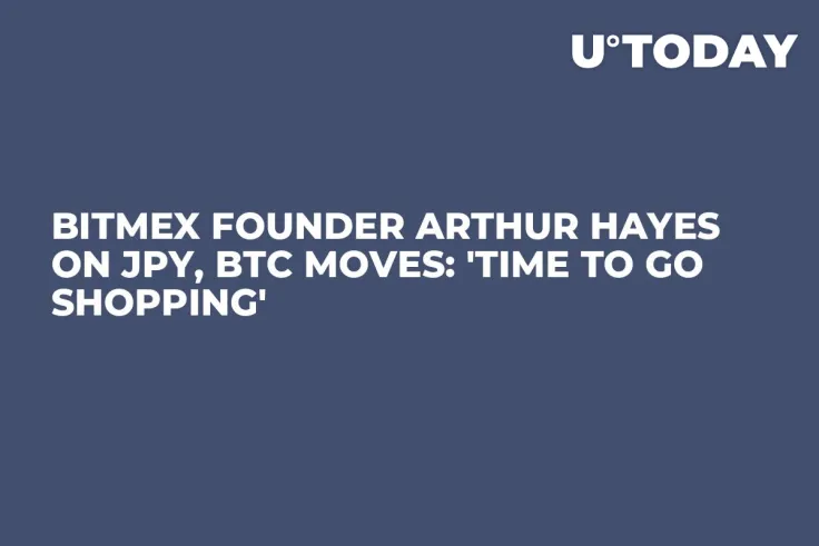 BitMEX Founder Arthur Hayes on JPY, BTC Moves: 'Time to Go Shopping'
