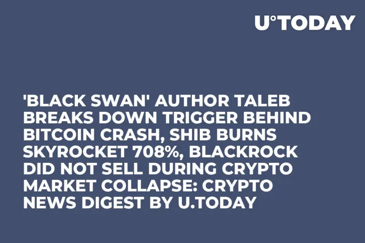 'Black Swan' Author Taleb Breaks Down Trigger Behind Bitcoin Сrash, SHIB Burns Skyrocket 708%, BlackRock Did Not Sell During Crypto Market Collapse: Crypto News Digest by U.Today