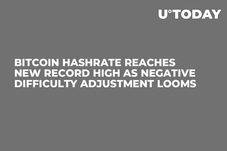 Bitcoin Hashrate Reaches New Record High as Negative Difficulty Adjustment Looms
