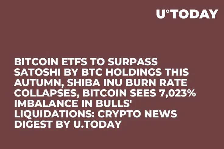 Bitcoin ETFs to Surpass Satoshi by BTC Holdings This Autumn, Shiba Inu Burn Rate Collapses, Bitcoin Sees 7,023% Imbalance in Bulls' Liquidations: Crypto News Digest by U.Today