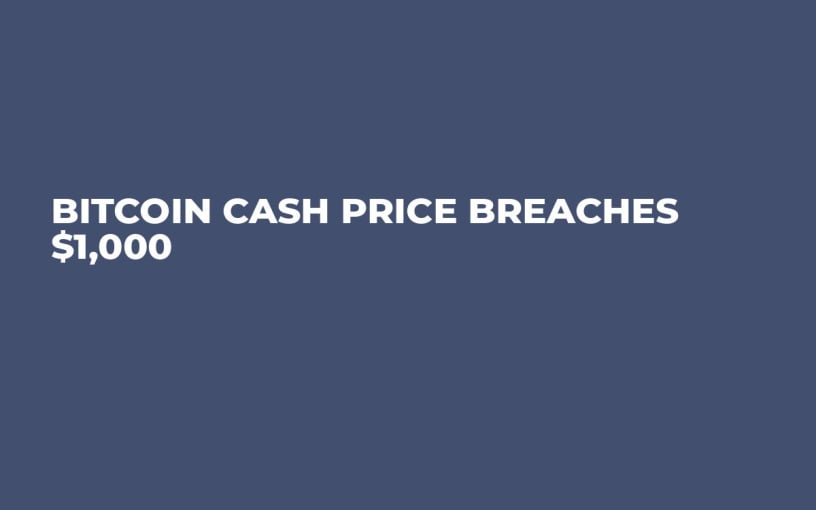 Bitcoin Cash Price Breaches $1,000