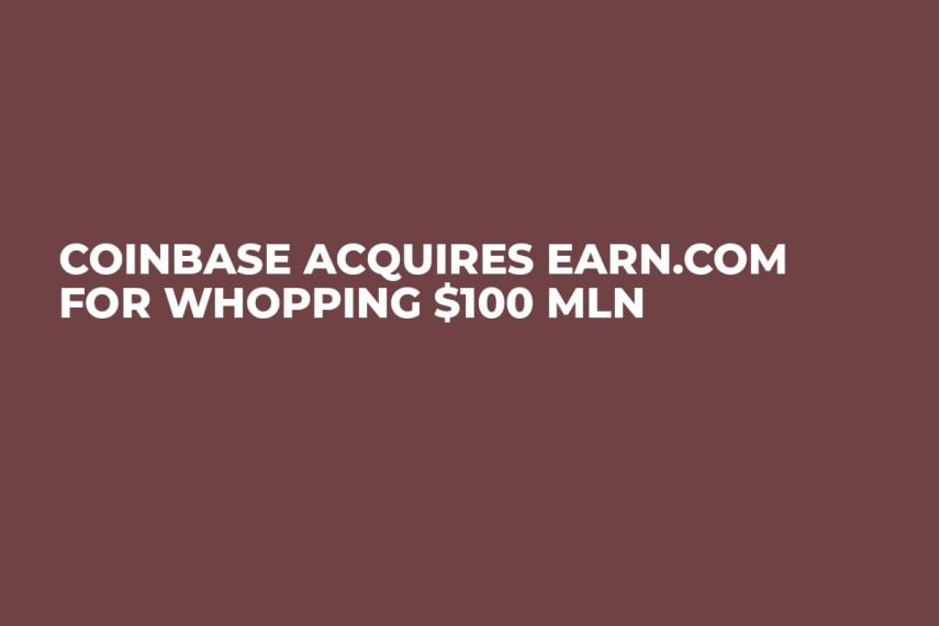 Coinbase Acquires Earn.com for Whopping $100 Mln