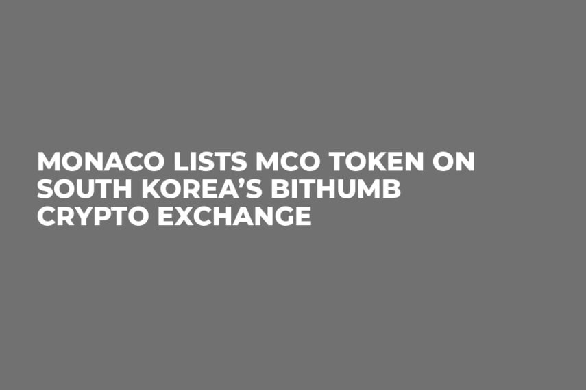 Monaco Lists MCO Token on South Korea’s Bithumb Crypto Exchange