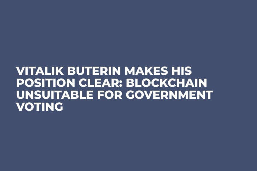 Vitalik Buterin Makes His Position Clear: Blockchain Unsuitable For Government Voting