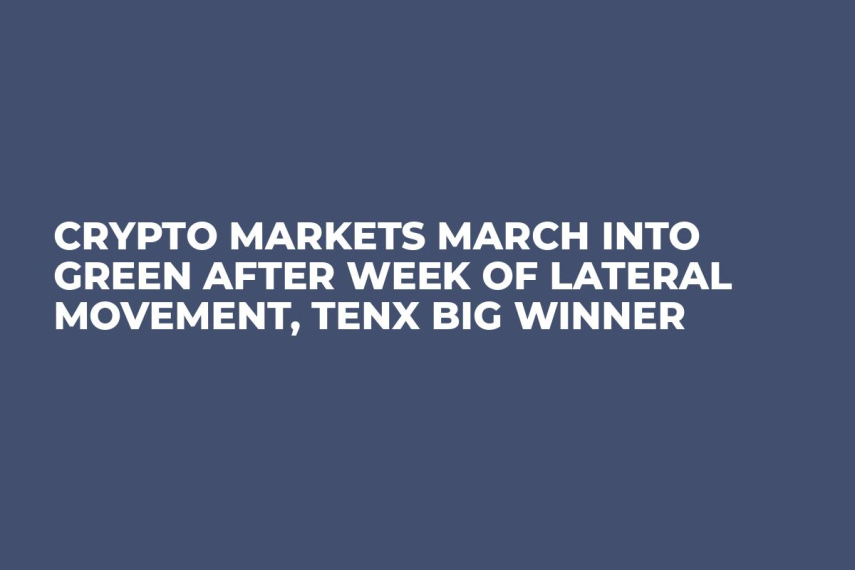 Crypto Markets March Into Green After Week of Lateral Movement, TenX Big Winner