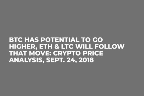 BTC Has Potential to Go Higher, ETH & LTC Will Follow That Move: Crypto Price Analysis, Sept. 24, 2018 BTC Has Potential to Go Higher, ETH & LTC Will Follow That Move: Crypto Price Analysis, Sept. 24, 2018