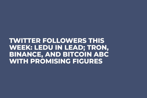 Twitter Followers This Week: LEDU in Lead; Tron, Binance, and Bitcoin ABC with Promising Figures Twitter Followers This Week: LEDU in Lead; Tron, Binance, and Bitcoin ABC with Promising Figures