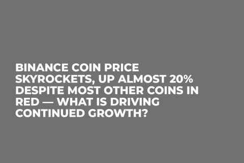Binance Coin Price Skyrockets, Up Almost 20% Despite Most Other Coins in Red — What Is Driving Continued Growth? Binance Coin Price Skyrockets, Up Almost 20% Despite Most Other Coins in Red — What Is Driving Continued Growth?
