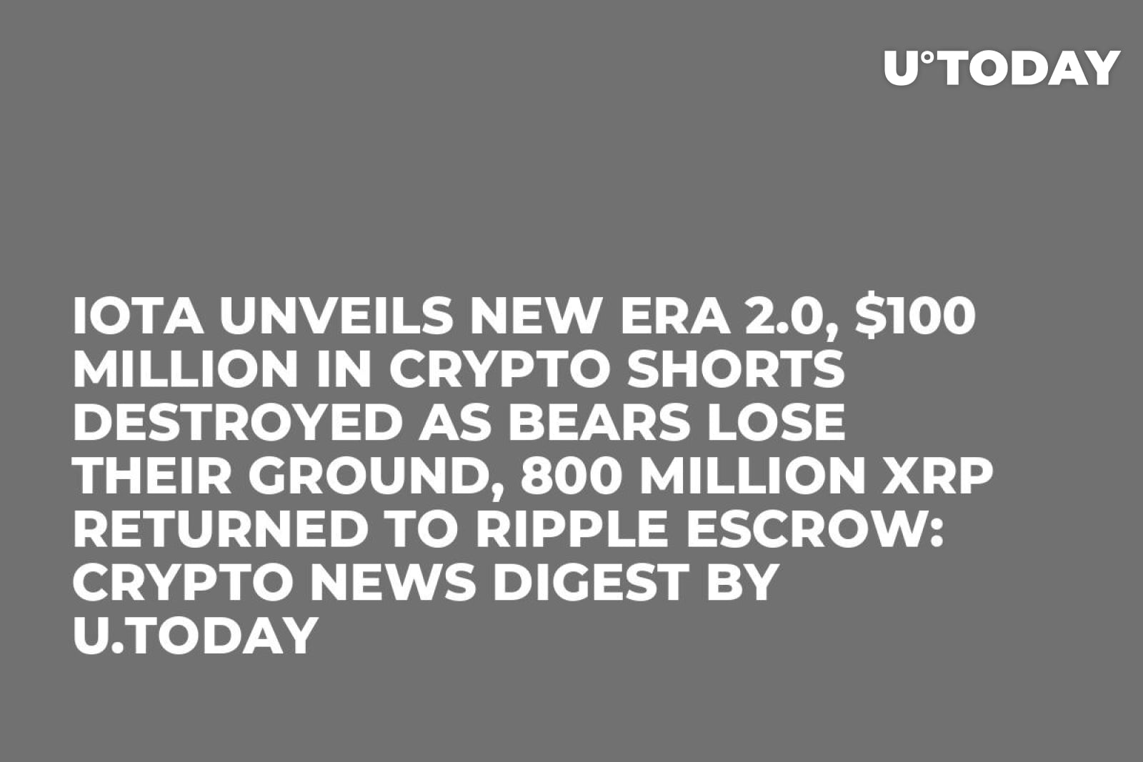 IOTA Unveils New Era 2.0, $100 Million in Crypto Shorts Destroyed as ...
