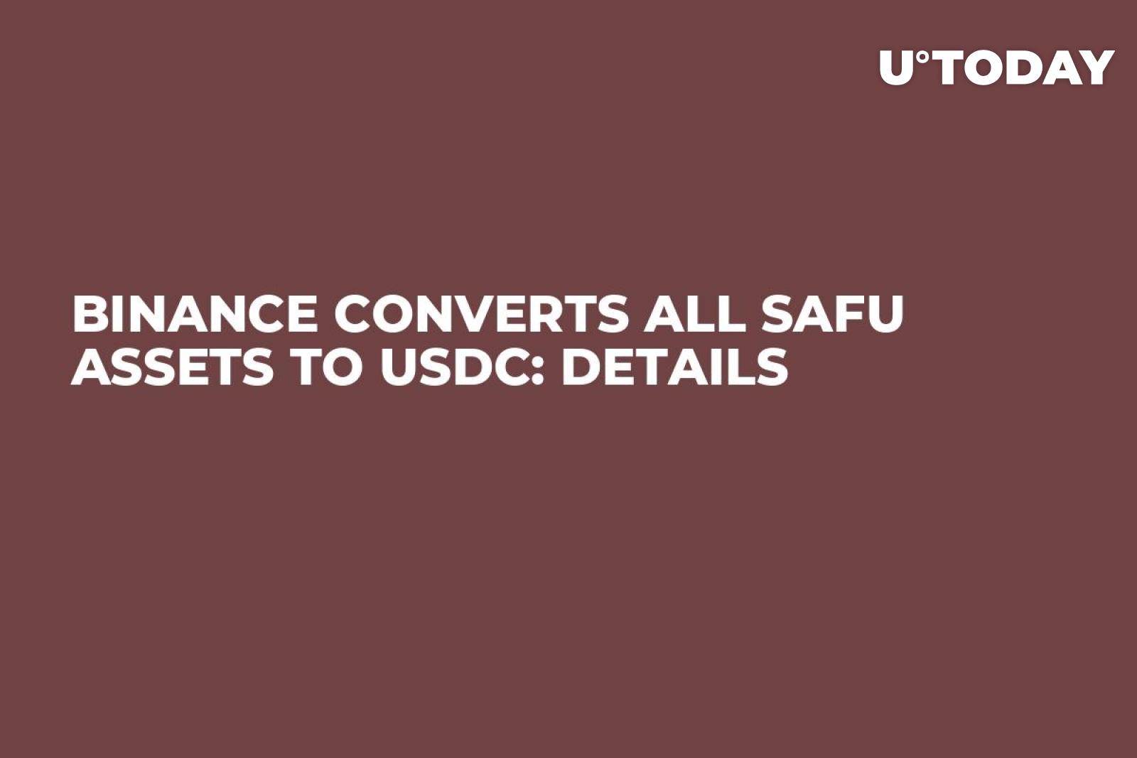 Binance Converts All SAFU Assets to USDC: Details - U.Today