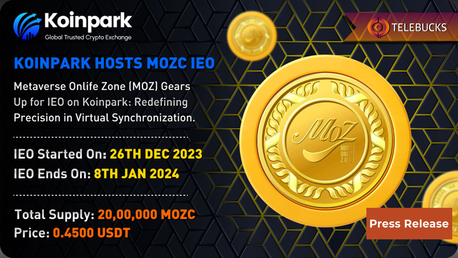 Metaverse Onlife Zone (MOZ) Gears Up for IEO on Koinpark: Redefining Precision in Virtual Synchronization