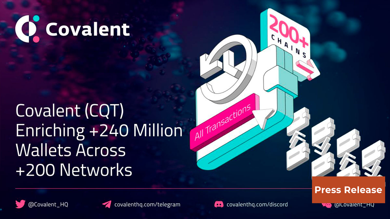 Covalent (CQT) Transforms Web3 with Unified API, Enriching +240 Million Wallets Across +200 Networks