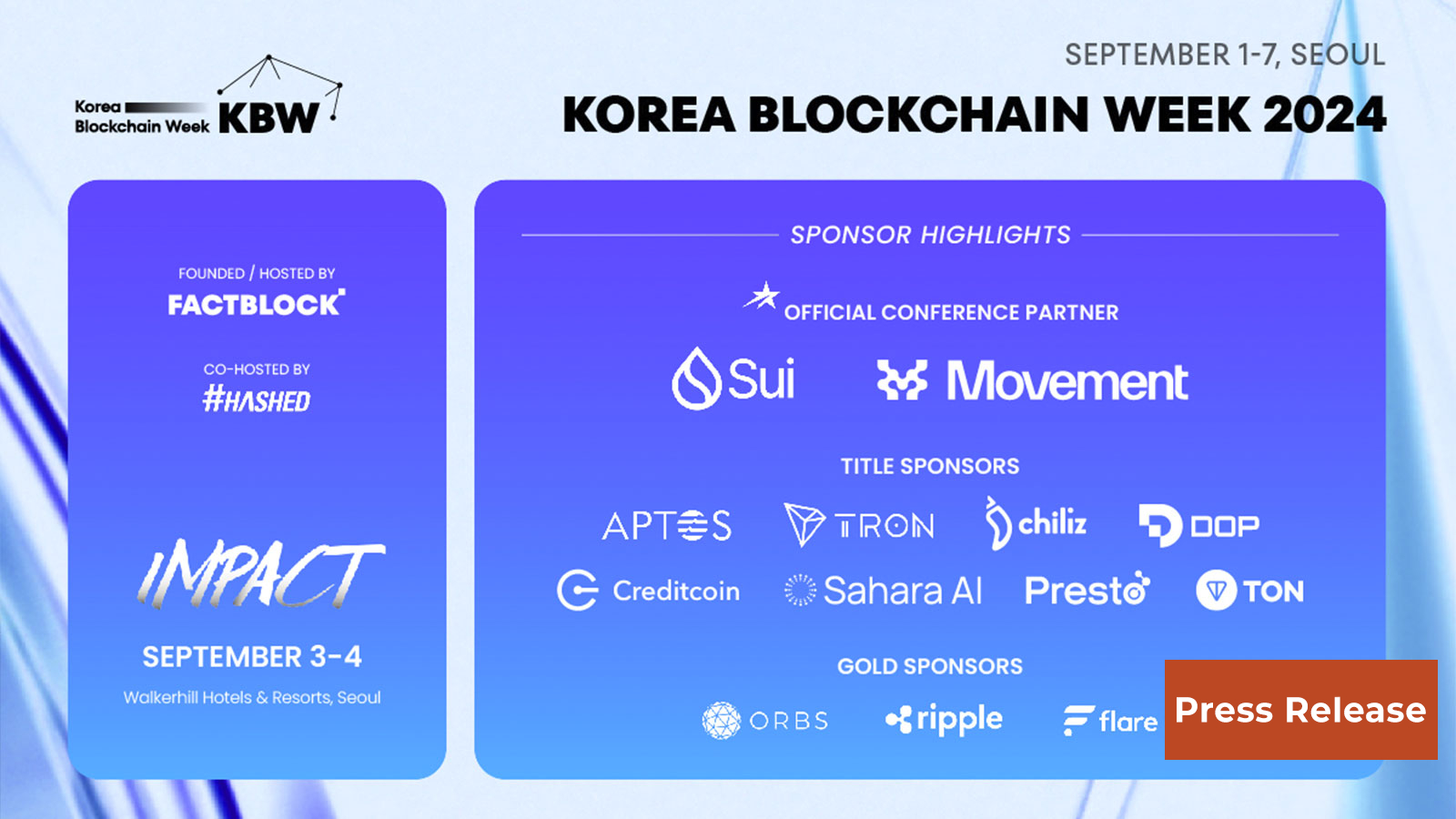 Korea Blockchain Week 2024 Names Movement Labs the Official Conference Partner, Unveils New Headline Speakers and Sponsors