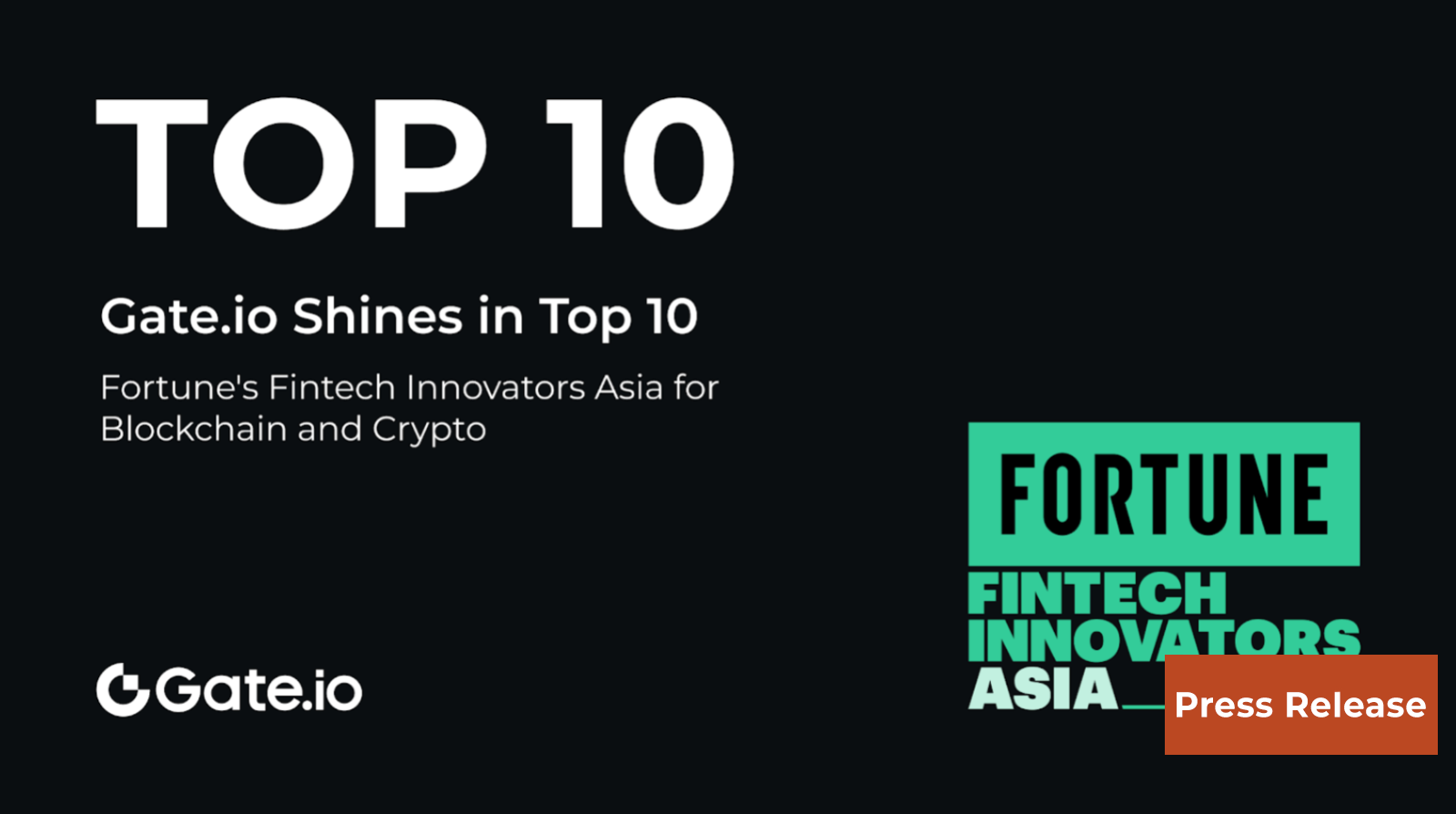 Gate.io Shines in Fortune's Top 10 Fintech Innovators Asia for Blockchain and Crypto