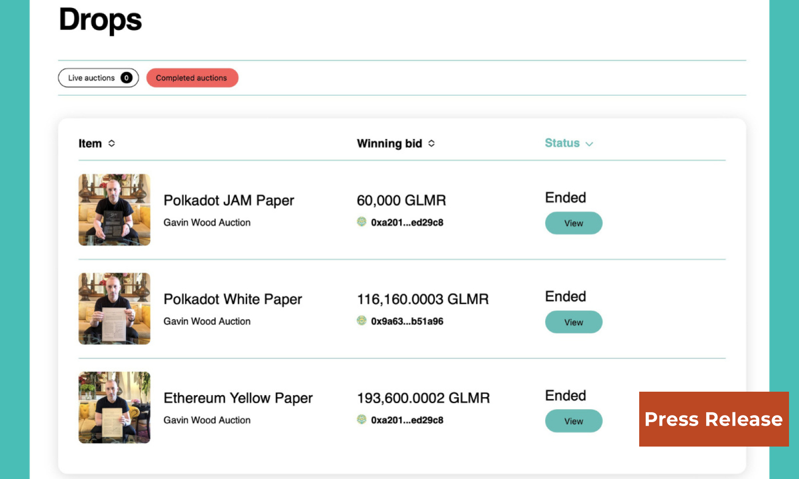 GBM Auctions Hosts First Charity Bid-to-Earn Auction for Polkadot Ecosystem